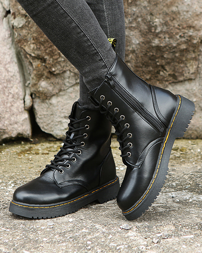 Stylish Monica Ankle Boots with Lacing and Zipper