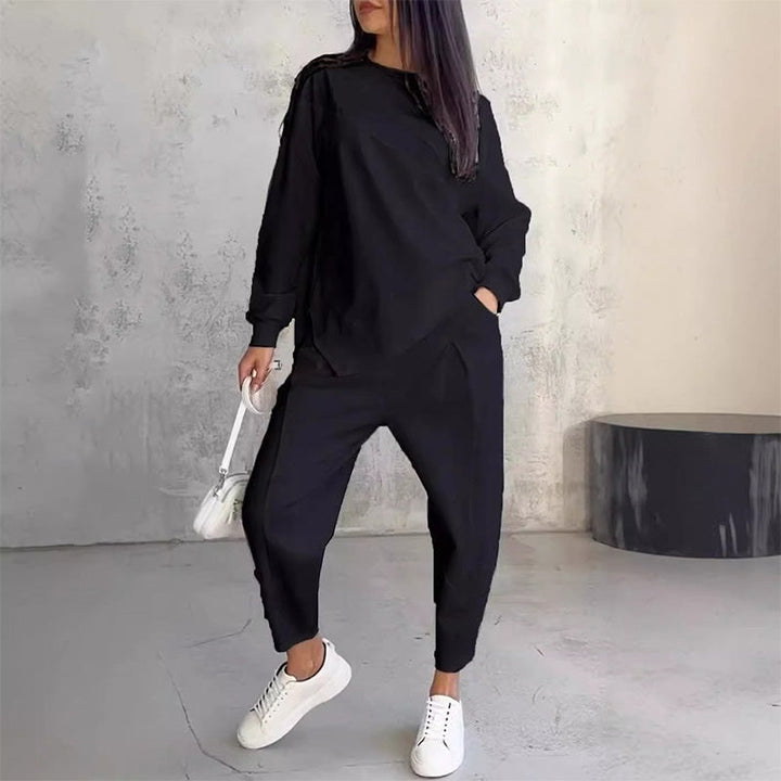 Women's Cotton Sweatshirt Two-Piece Set Autumn Asymmetrical Lounge Set