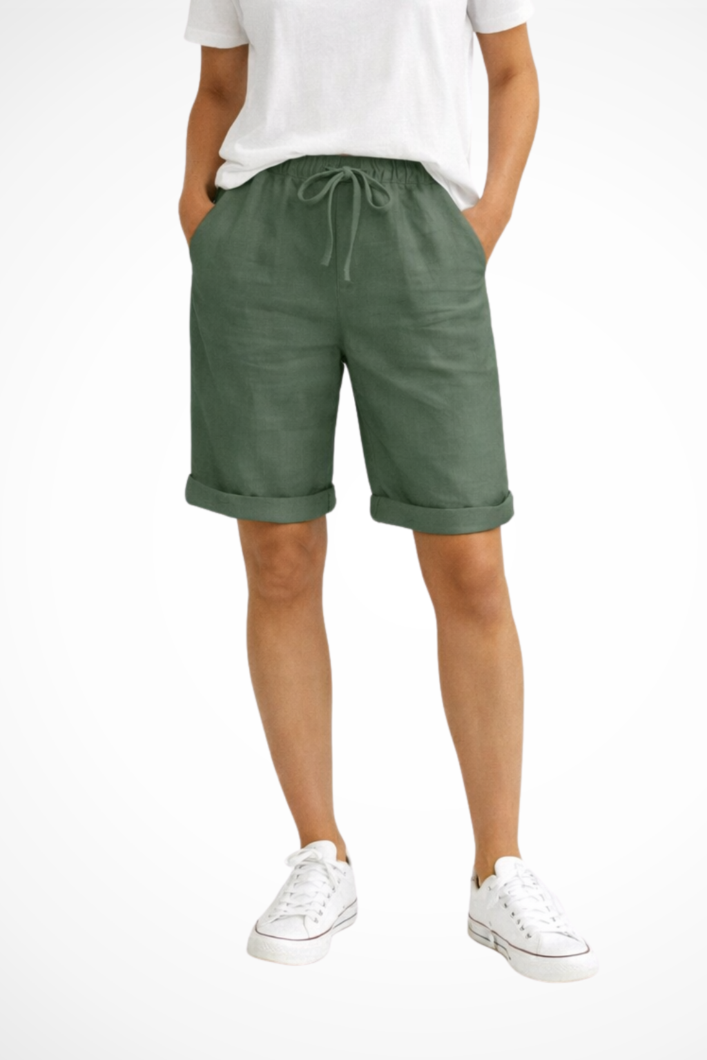 Women's Linen Capri Pants with Relaxed Fit for Autumn Casual Everyday Wear