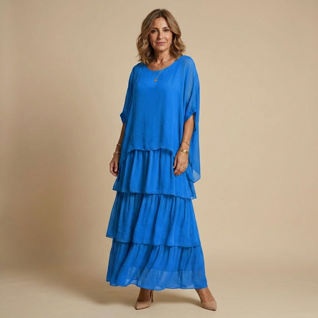 Women's Layered Loose-Fit Maxi Dress Autumn Casual Outfit
