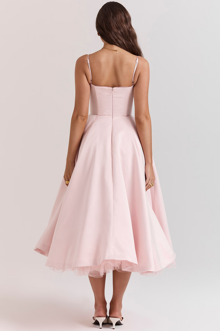 Satin A-Line Dress for Women, Elegant Evening Dress for Autumn Events