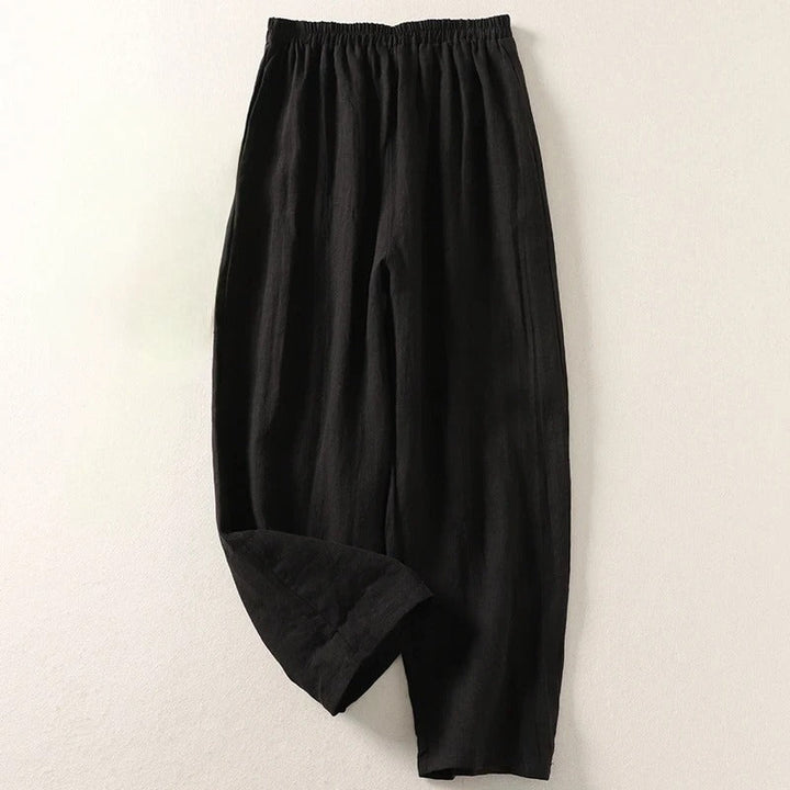 Women's Cotton Linen Palazzo Pants Autumn Loose Casual Trousers