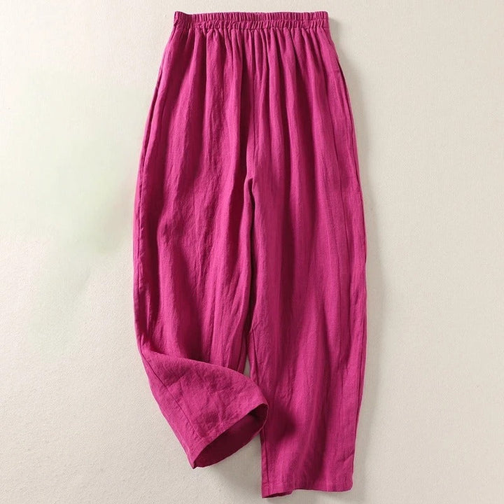 Women's Cotton Linen Palazzo Pants Autumn Loose Casual Trousers