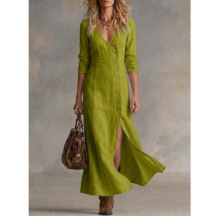 Women's Cotton Blend Vintage Shirt Dress Autumn Casual Dress