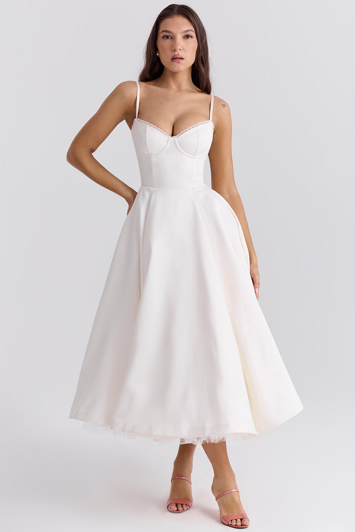 Satin A-Line Dress for Women, Elegant Evening Dress for Autumn Events
