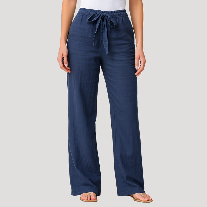Women's Casual Pants with Elastic Waistband and Relaxed Straight Fit for Autumn