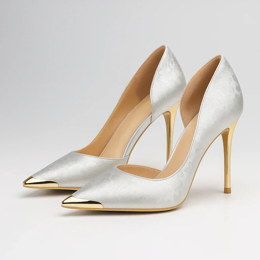 Women's Satin Pointed-Toe Stiletto Pumps Autumn Event Shoes