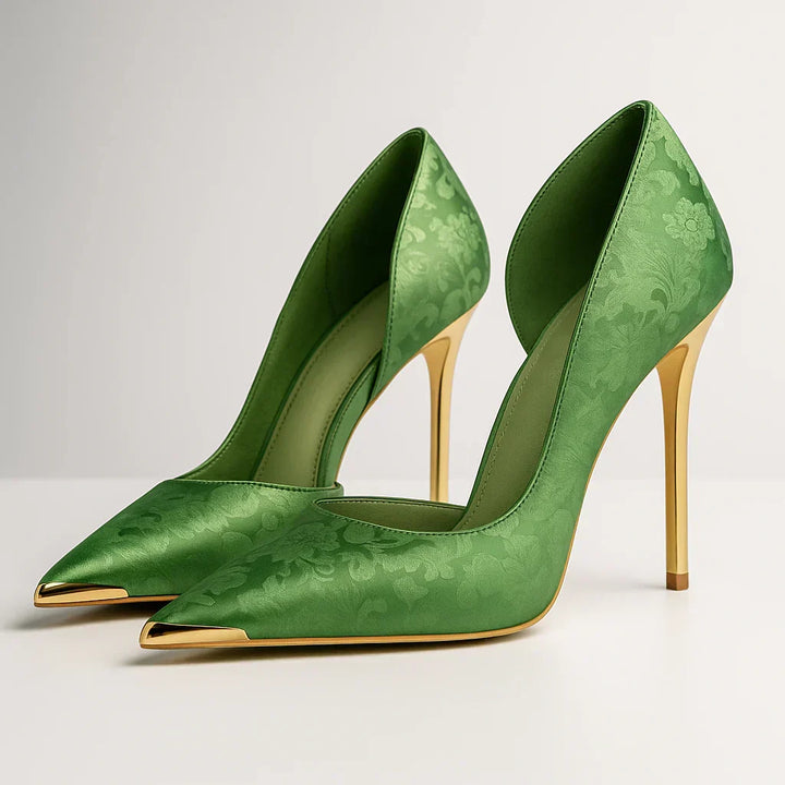 Women's Satin Pointed-Toe Stiletto Pumps Autumn Event Shoes