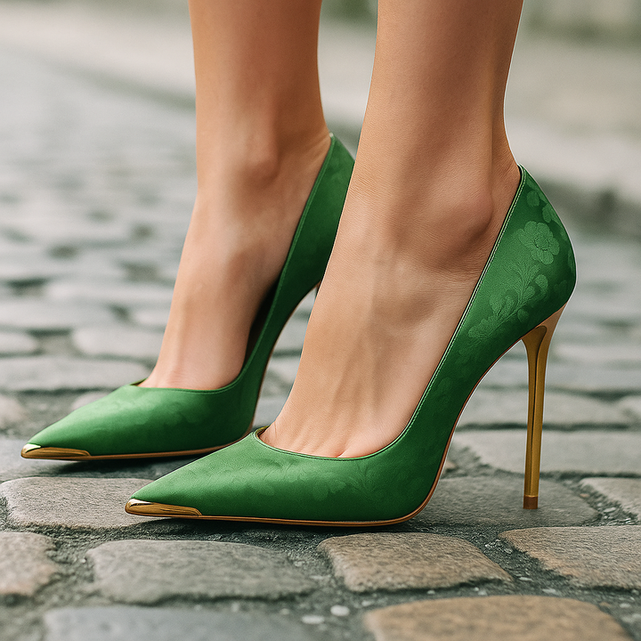 Women's Satin Pointed-Toe Stiletto Pumps Autumn Event Shoes
