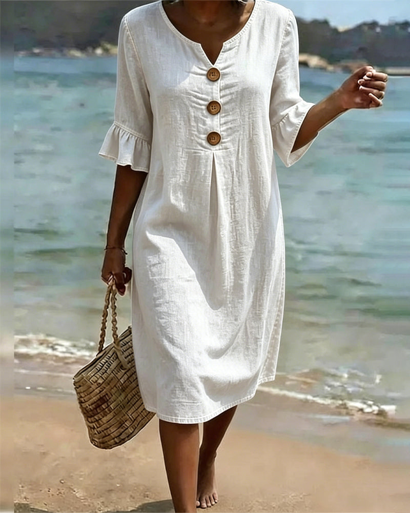 Women's Denim Flared Sleeve Mini Dress Autumn Casual Outfit