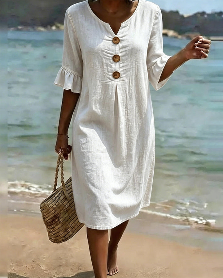 Women's Denim Flared Sleeve Mini Dress Autumn Casual Outfit