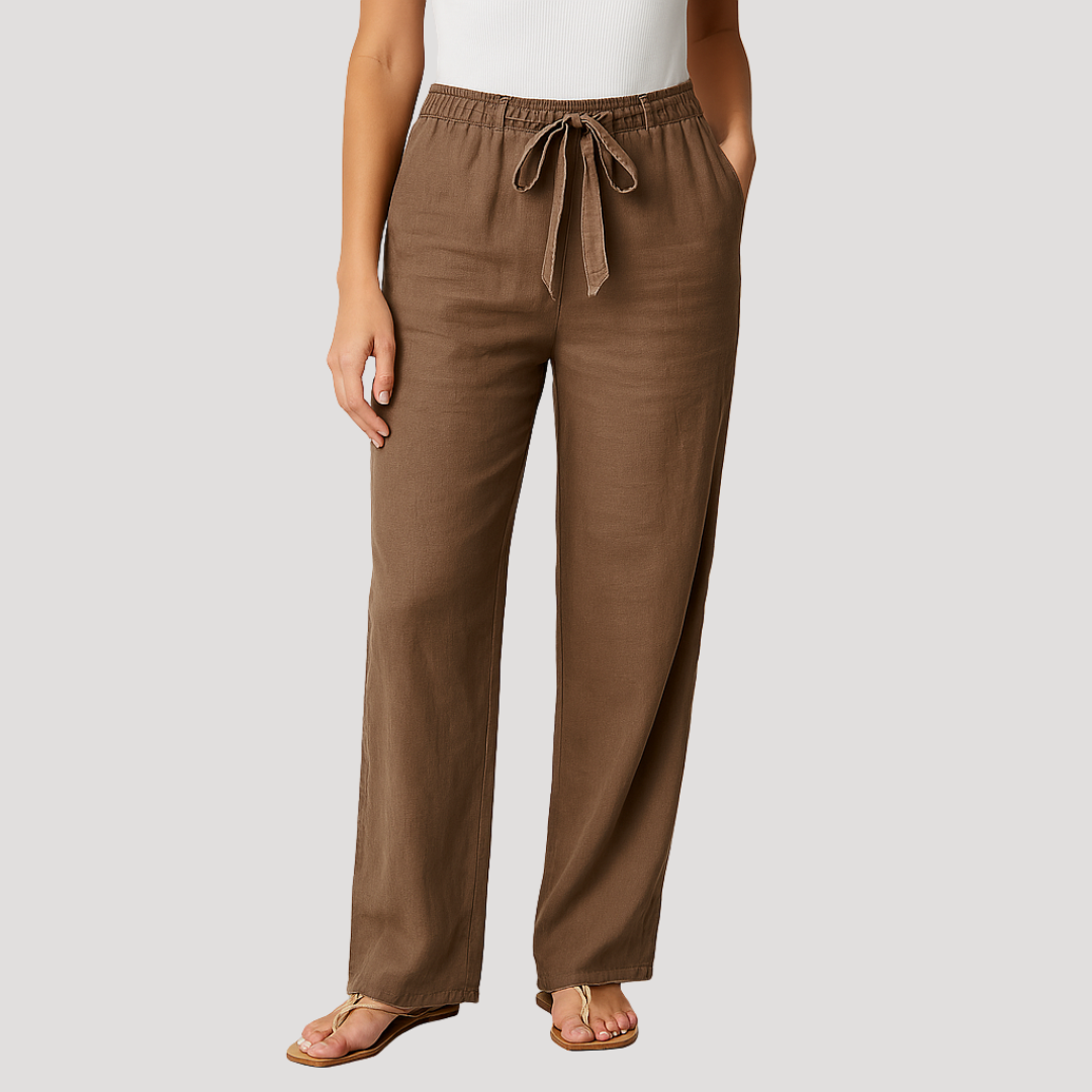 Women's Casual Pants with Elastic Waistband and Relaxed Straight Fit for Autumn