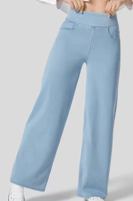 Women's Stretch Denim High-Waisted Wide-Leg Jeans Autumn Casual Jeans