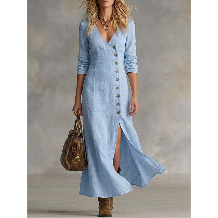 Women's Cotton Blend Vintage Shirt Dress Autumn Casual Dress