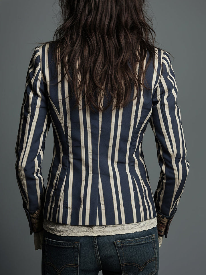 Women's Wool Blend Floral Blazer Autumn Boho Jacket