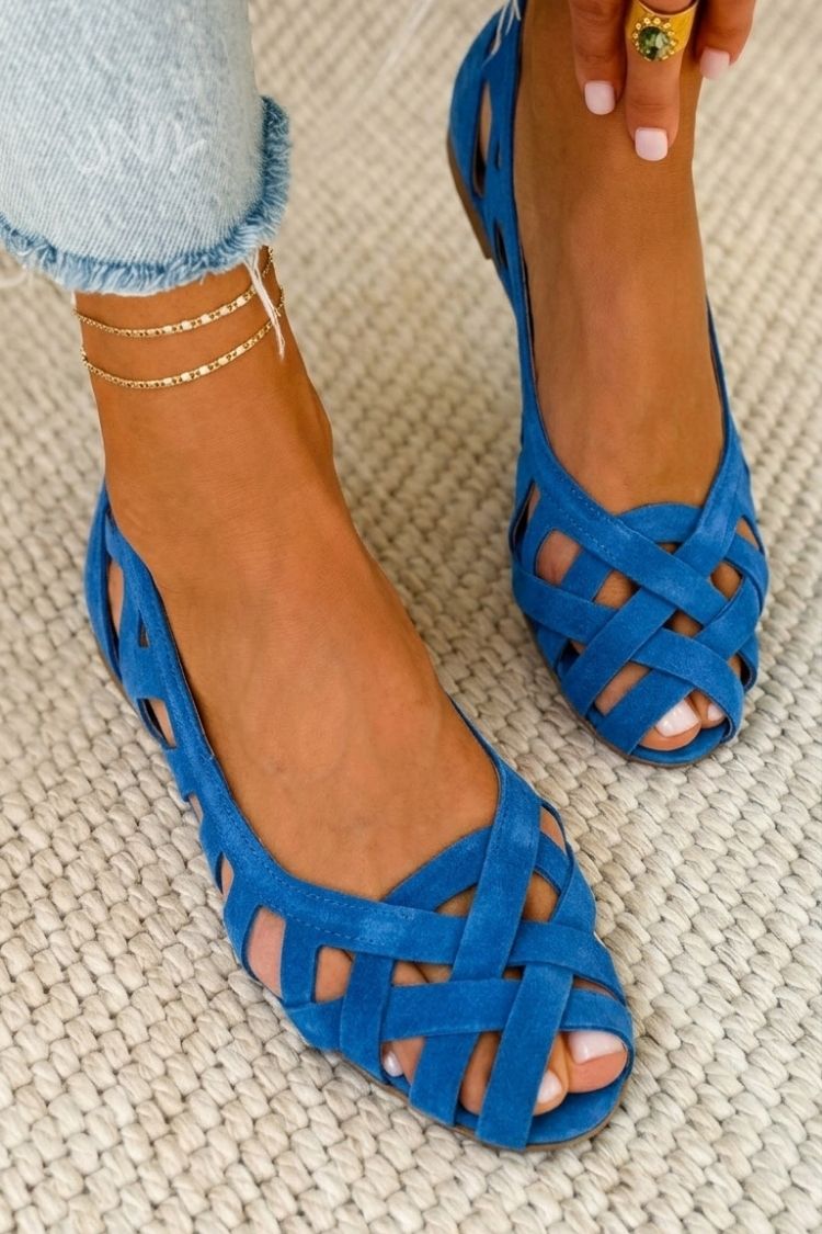 Women's Leather Braided Flat Sandals Autumn Open-Toe Walking Sandals
