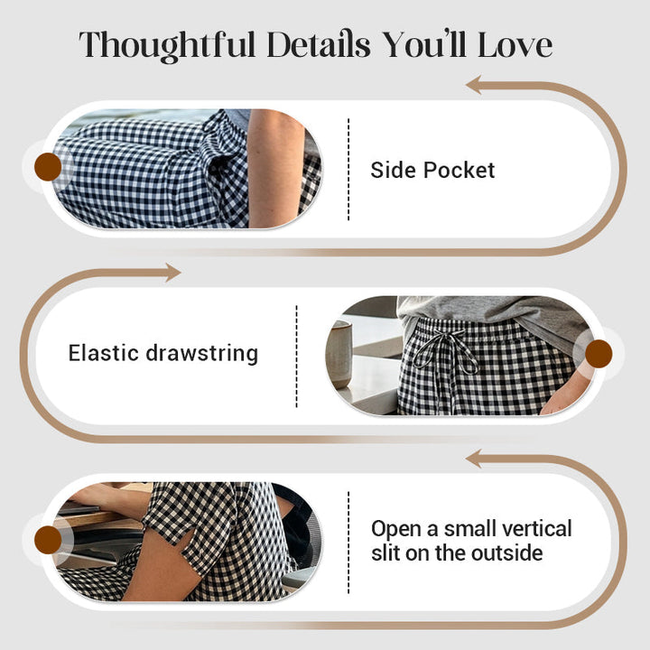 Women's Cotton Capri Pants Autumn Gingham Cropped Trousers