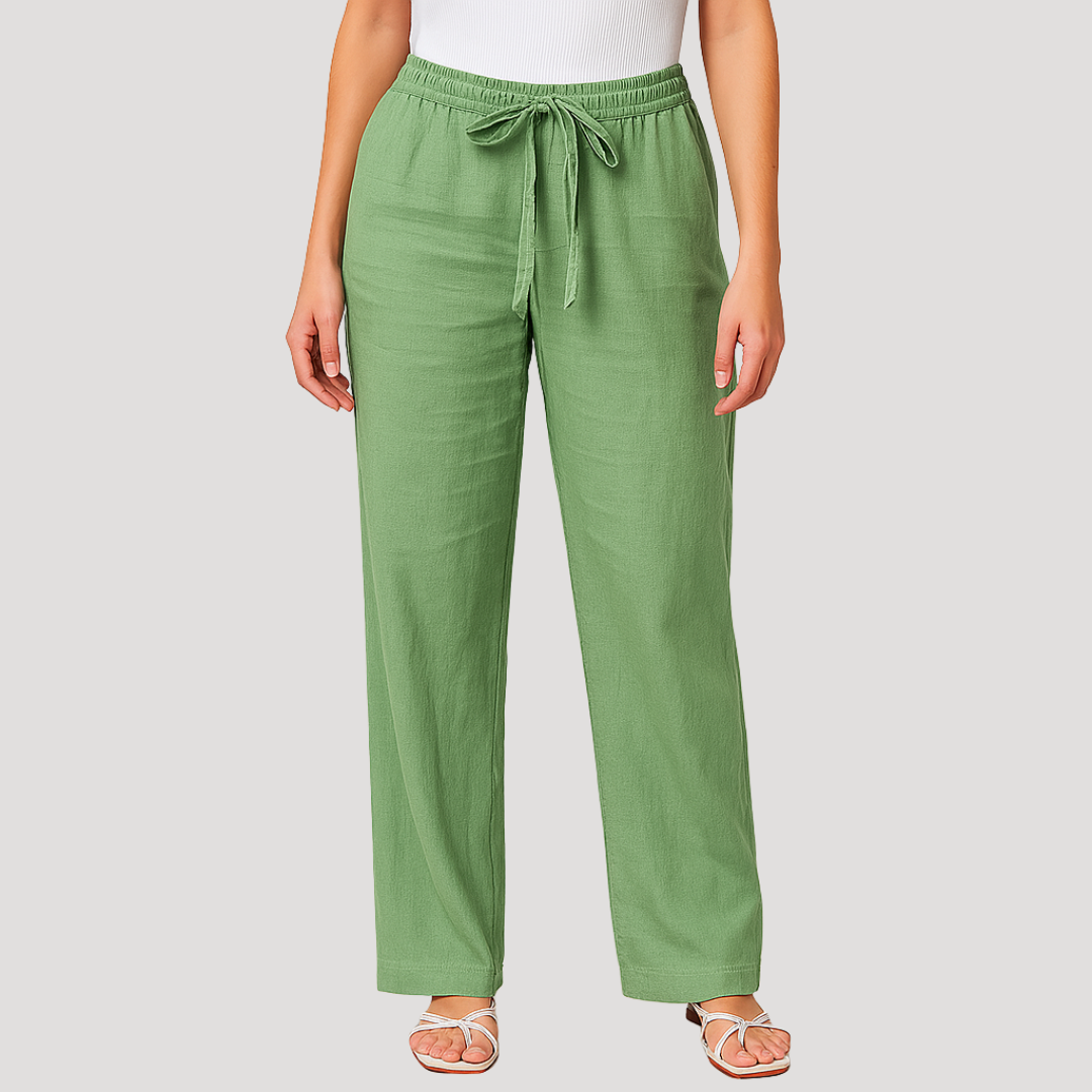 Women's Casual Pants with Elastic Waistband and Relaxed Straight Fit for Autumn
