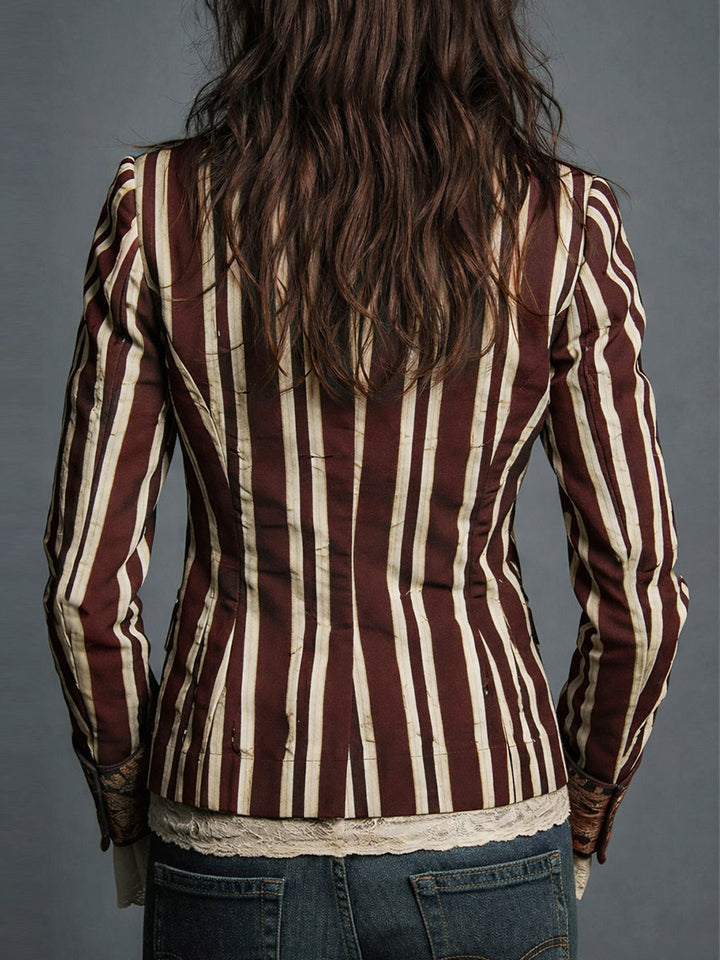 Women's Wool Blend Floral Blazer Autumn Boho Jacket