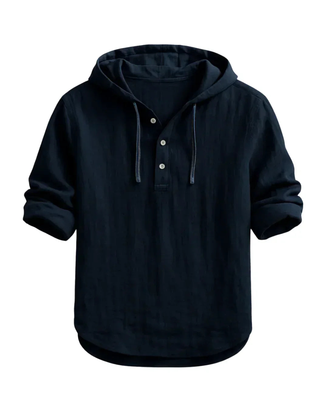 Men's Cotton Linen Hooded Shirt Spring Long Sleeve Henley Hoodie Shirt Casual Beach Top