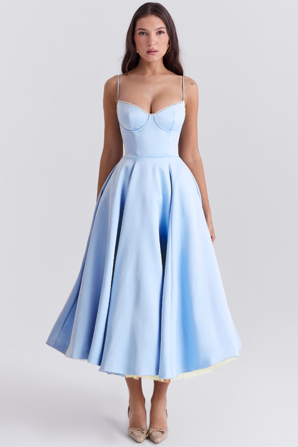 Satin A-Line Dress for Women, Elegant Evening Dress for Autumn Events