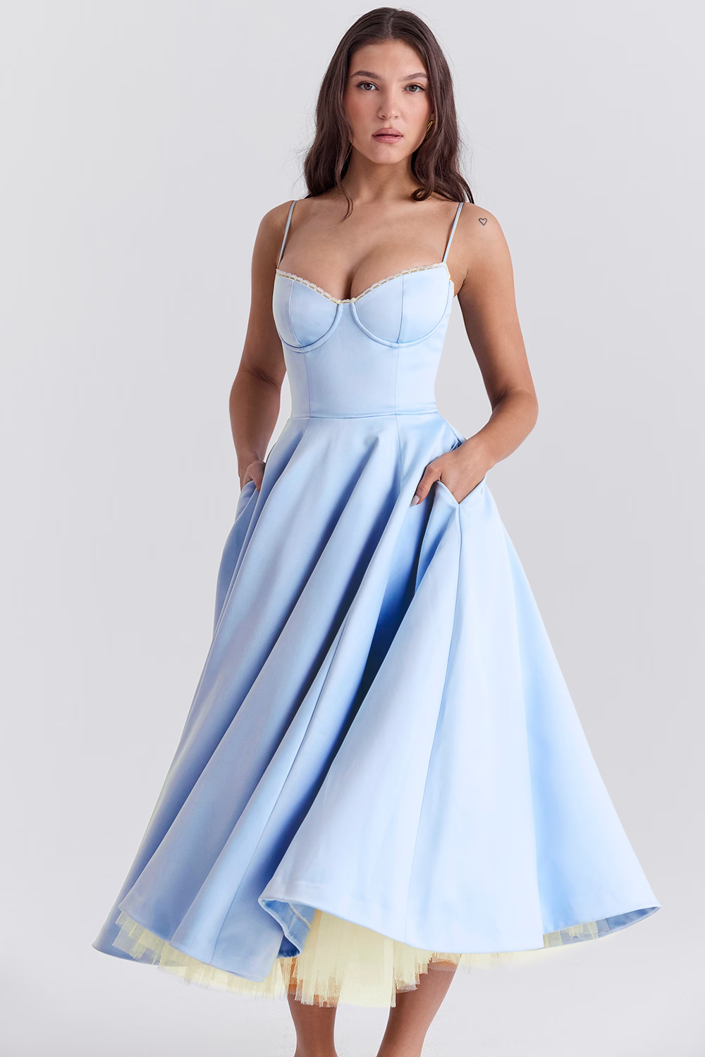 Satin A-Line Dress for Women, Elegant Evening Dress for Autumn Events