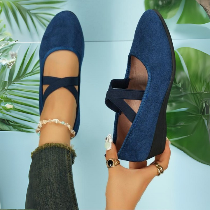 Women's Faux Leather Closed-Toe Wedge Ballet Flats Autumn Footwear