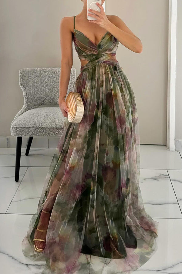 Women Cotton V-Neck Fall Formal Dress with Flowy Silhouette and Straps