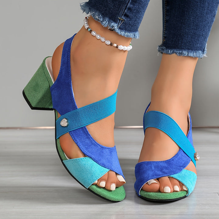 Women's Faux Leather Comfort Block Heel Sandals Autumn Footwear