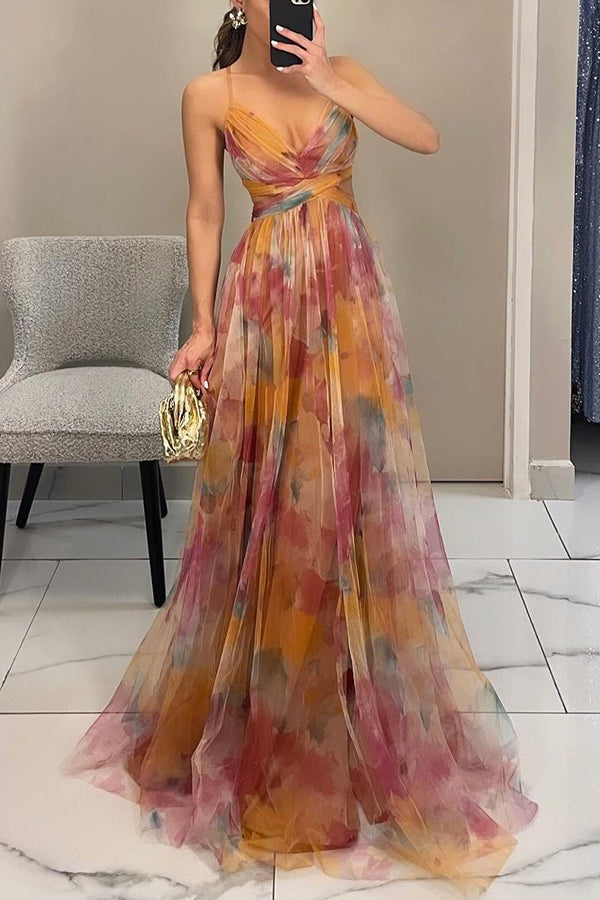 Women Cotton V-Neck Fall Formal Dress with Flowy Silhouette and Straps