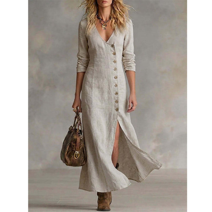Women's Cotton Blend Vintage Shirt Dress Autumn Casual Dress