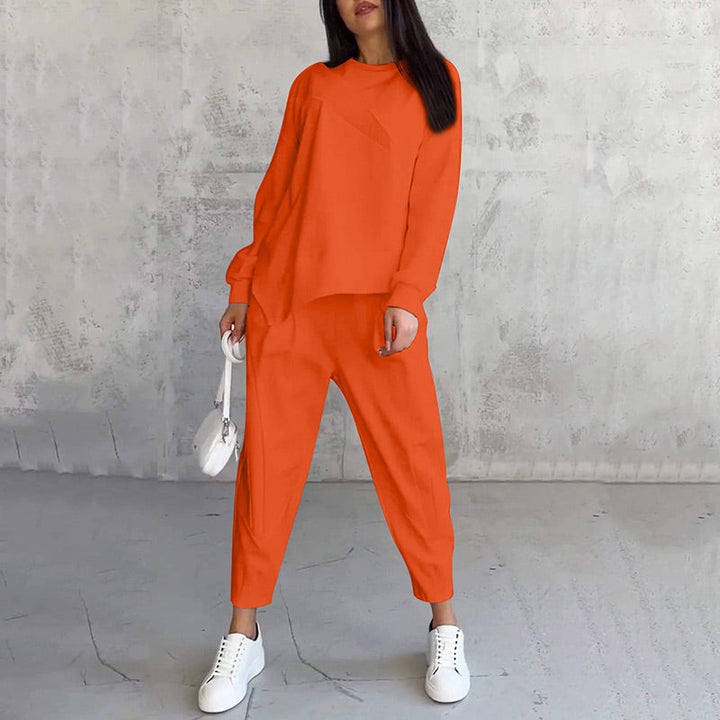 Women's Cotton Sweatshirt Two-Piece Set Autumn Asymmetrical Lounge Set
