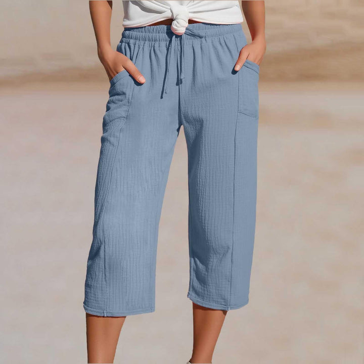 Women's Cotton Linen Cropped Wide Leg Pants Autumn Casual Trousers