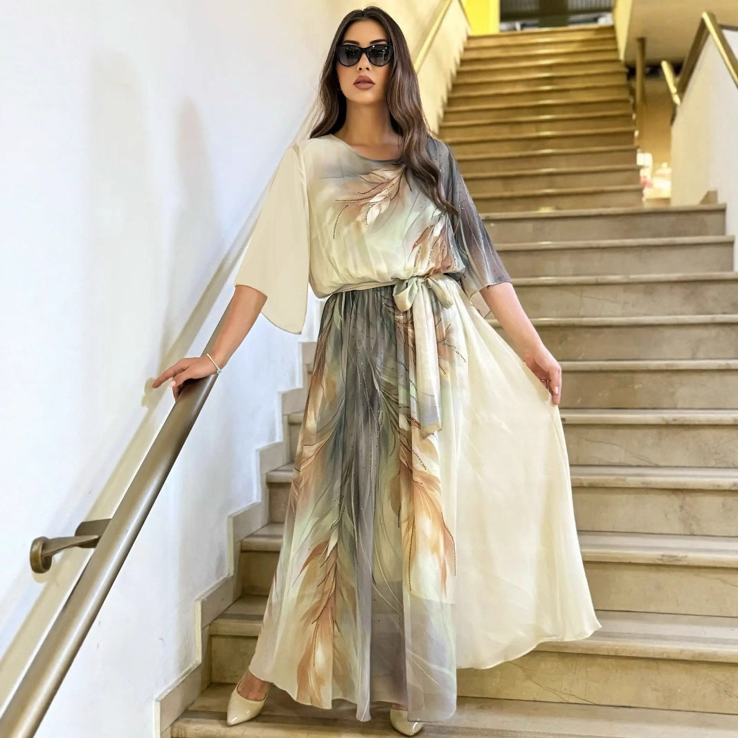 Women's Chiffon Maxi Dress Spring Flowy Printed Long Dress for Weddings, Parties and Holidays