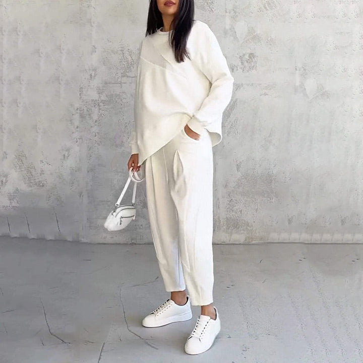 Women's Cotton Sweatshirt Two-Piece Set Autumn Asymmetrical Lounge Set