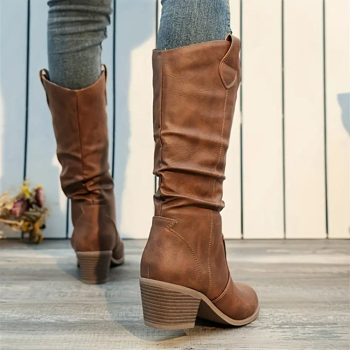 Adeline - Tough Boots with a Chunky Heel and Elegant Pointed Nose