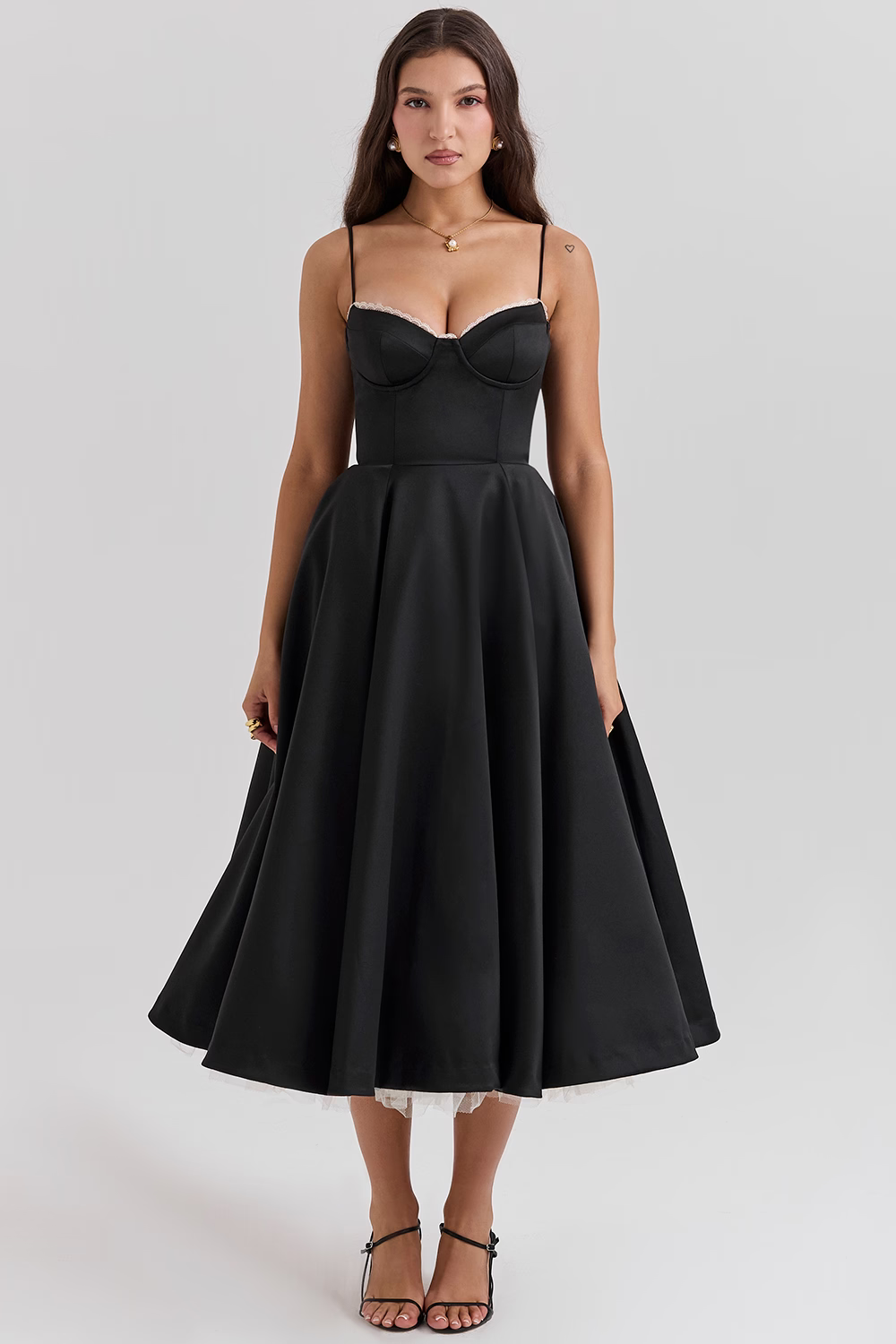 Satin A-Line Dress for Women, Elegant Evening Dress for Autumn Events