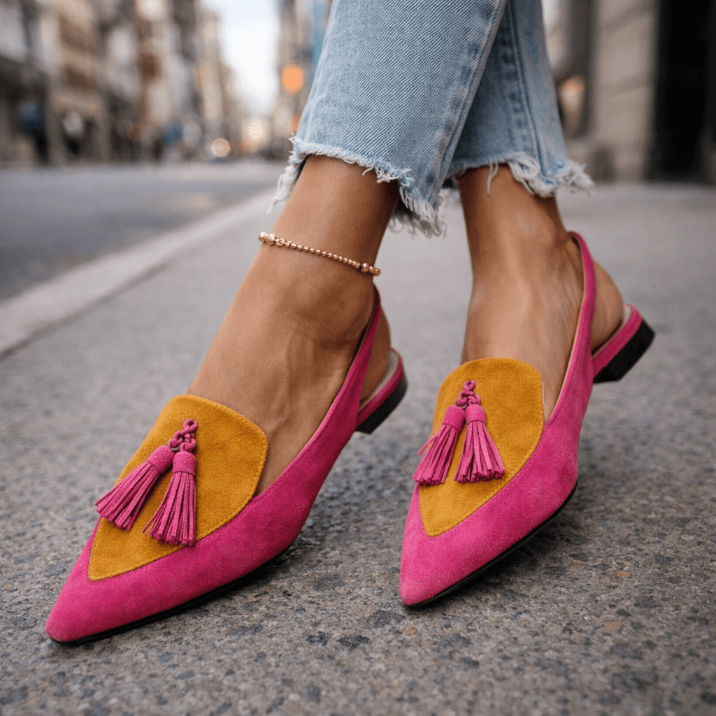 Women's Leather Pointed-Toe Mules Autumn Slip-On Shoes