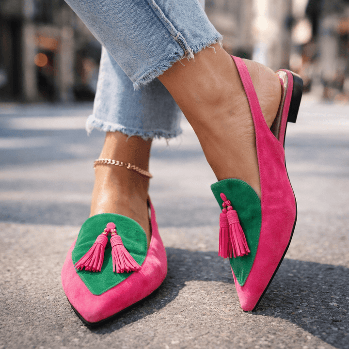 Women's Leather Pointed-Toe Mules Autumn Slip-On Shoes