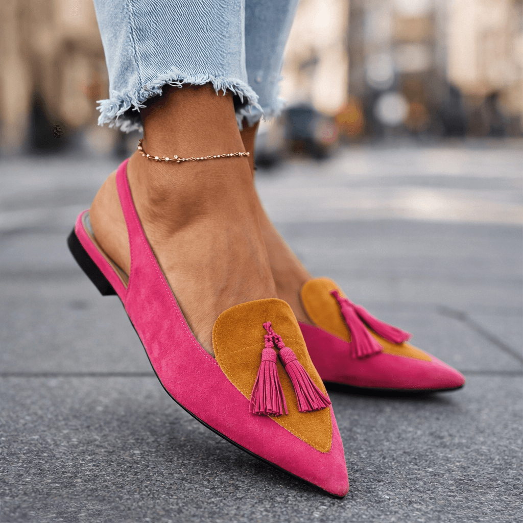 Women's Leather Pointed-Toe Mules Autumn Slip-On Shoes