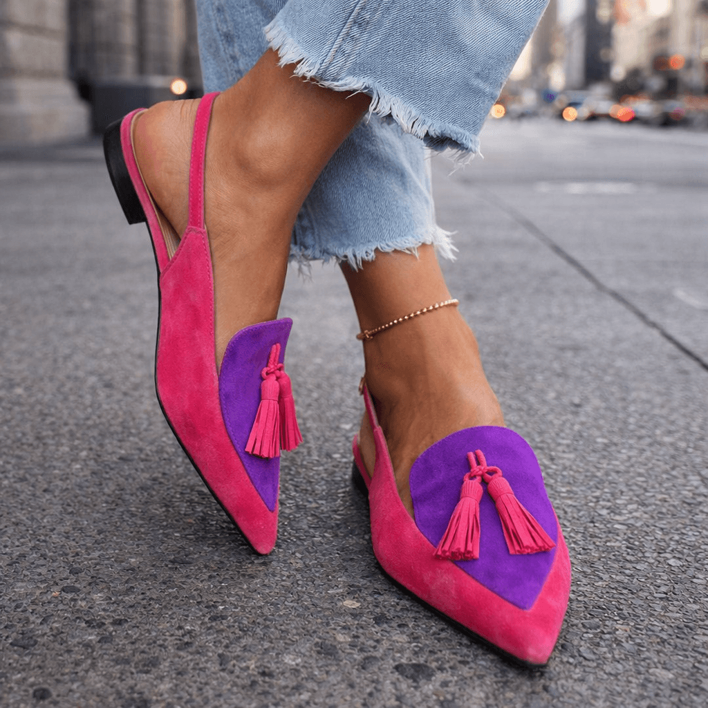 Women's Leather Pointed-Toe Mules Autumn Slip-On Shoes