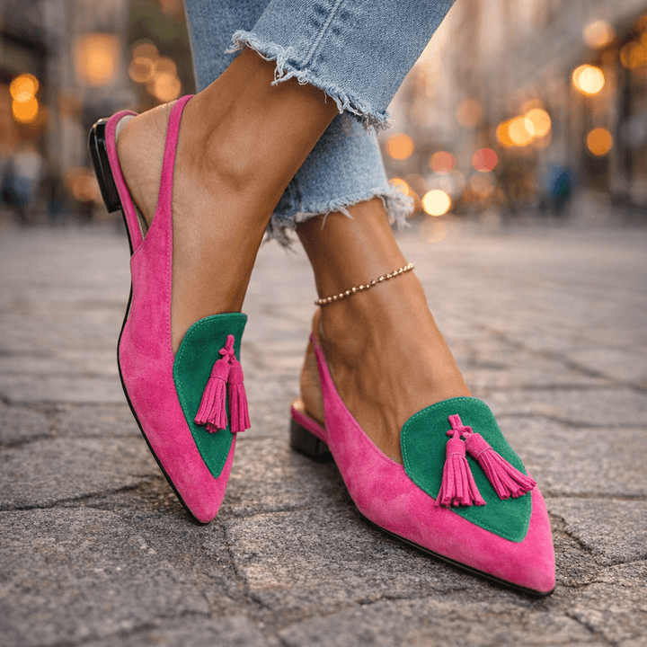 Women's Leather Pointed-Toe Mules Autumn Slip-On Shoes