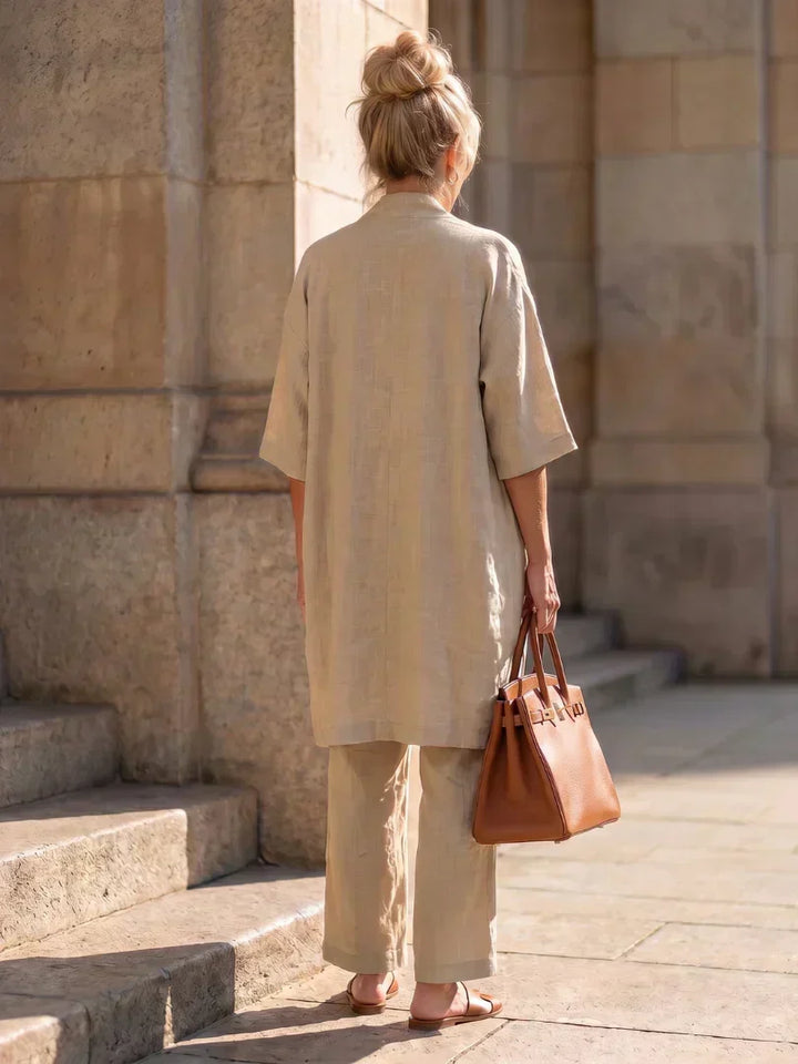 Women's Knit Three-Piece Set Autumn Kimono Top Wide-Leg Pants Set