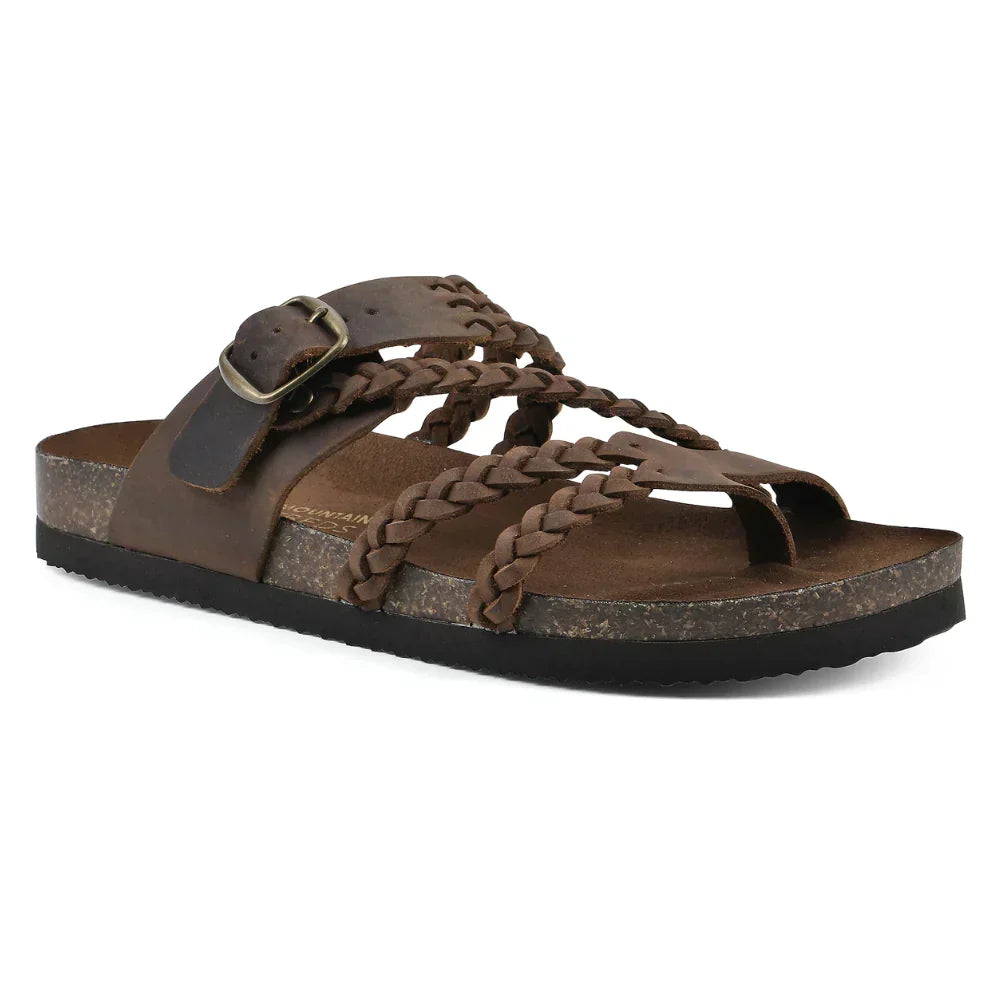 Women's Leather Flat Sandals Autumn Braided Bohemian Slingback Sandals