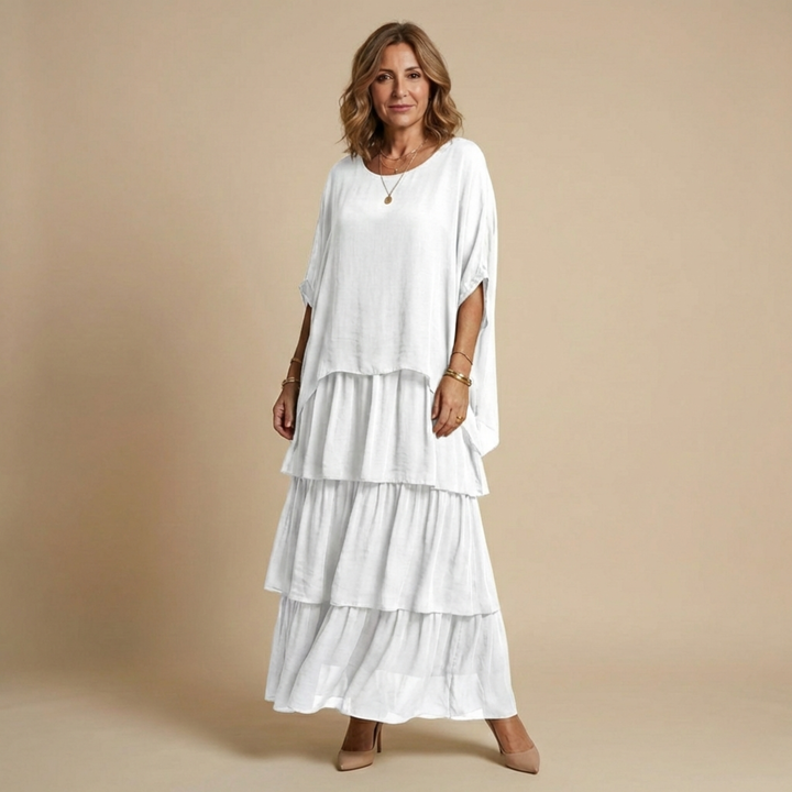 Women's Layered Loose-Fit Maxi Dress Autumn Casual Outfit