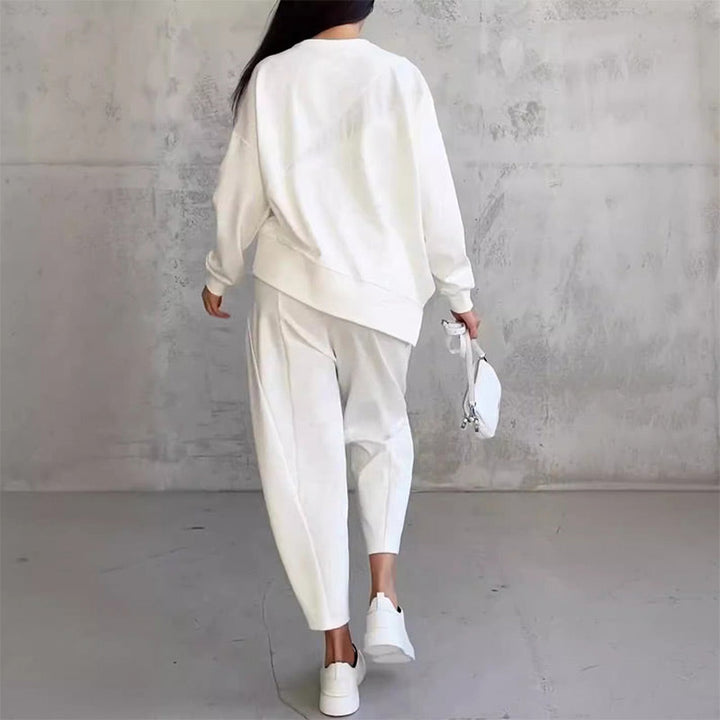 Women's Cotton Sweatshirt Two-Piece Set Autumn Asymmetrical Lounge Set