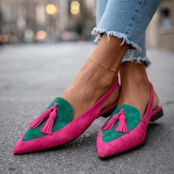Women's Leather Pointed-Toe Mules Autumn Slip-On Shoes