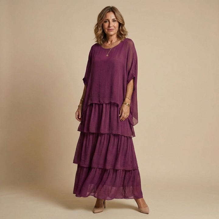 Women's Layered Loose-Fit Maxi Dress Autumn Casual Outfit