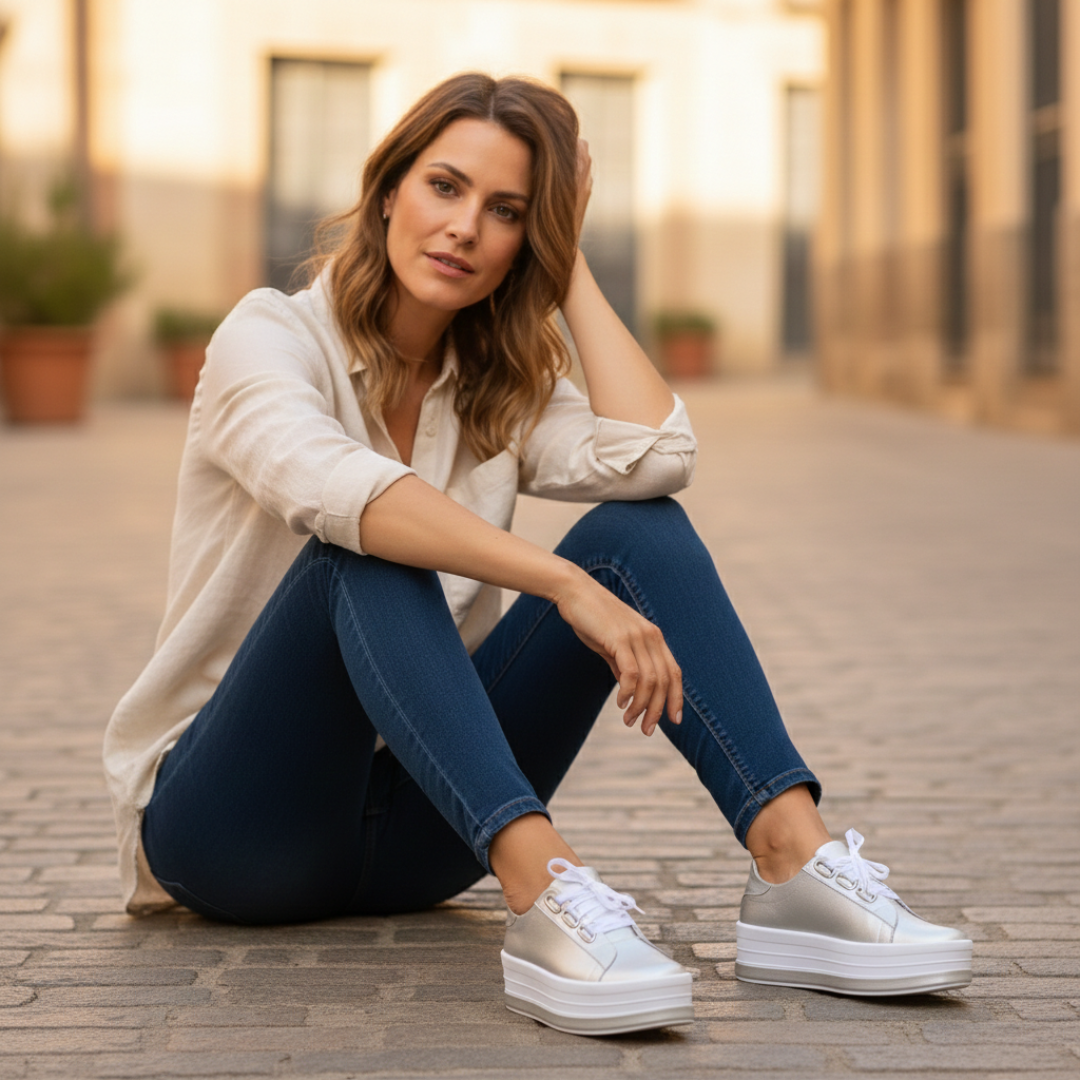 Women's Casual Platform Sneakers with Laces