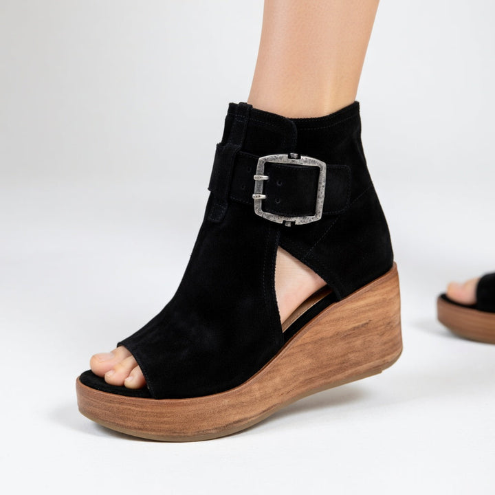 Women's Suede Platform Wedge Sandals Autumn Open-Toe Shoes